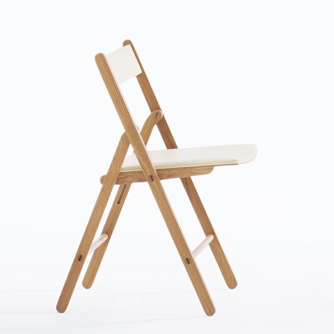 'Pottinger' Folding Chair in Oak with Leather