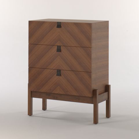 Aponi chest of 3 drawers in walnut