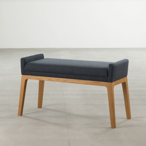 'Trident' Bench in Oak + Grey Wool