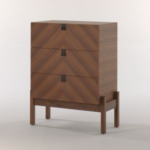 Aponi chest of 3 drawers in walnut